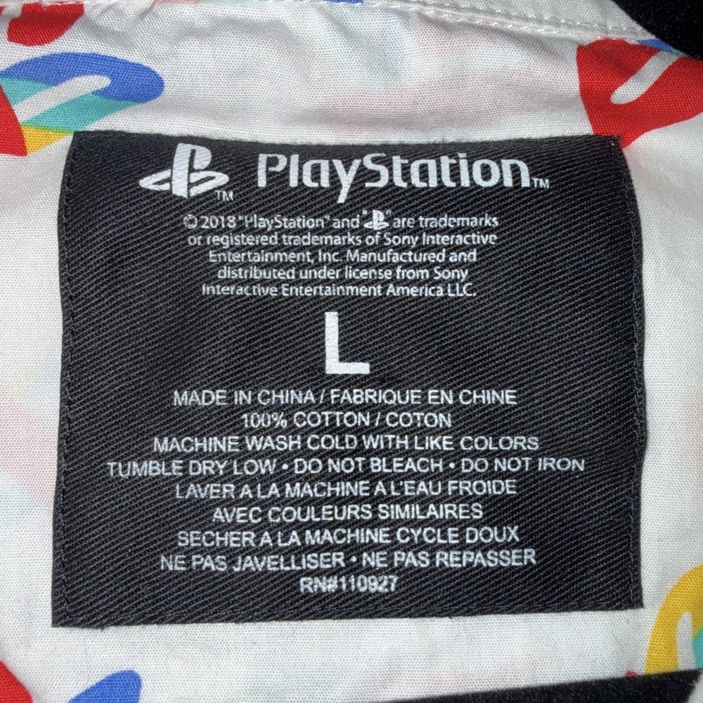 Sony PlayStation Men's Large Short Sleeve PS1 Logo Button Up White Shirt - Picture 4 of 7